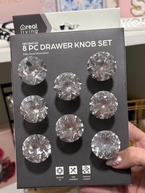 Real Living 8 Pc Crystal Drawer Knob Set - Clear Sparkle